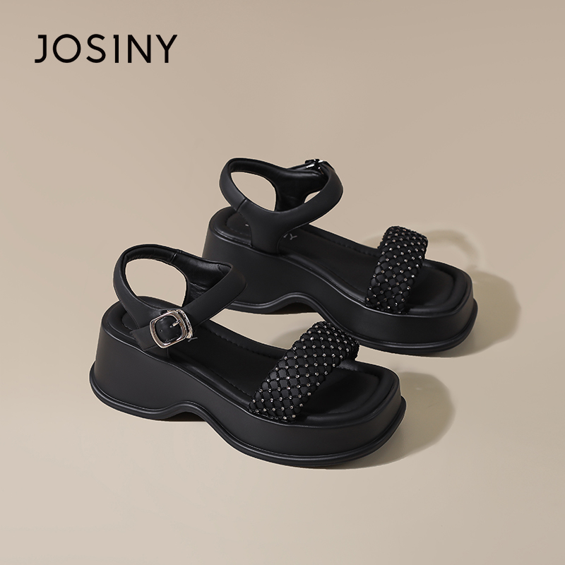 JOSINY Женские сандалии на одной застежке черные, цвет Black — фото 2