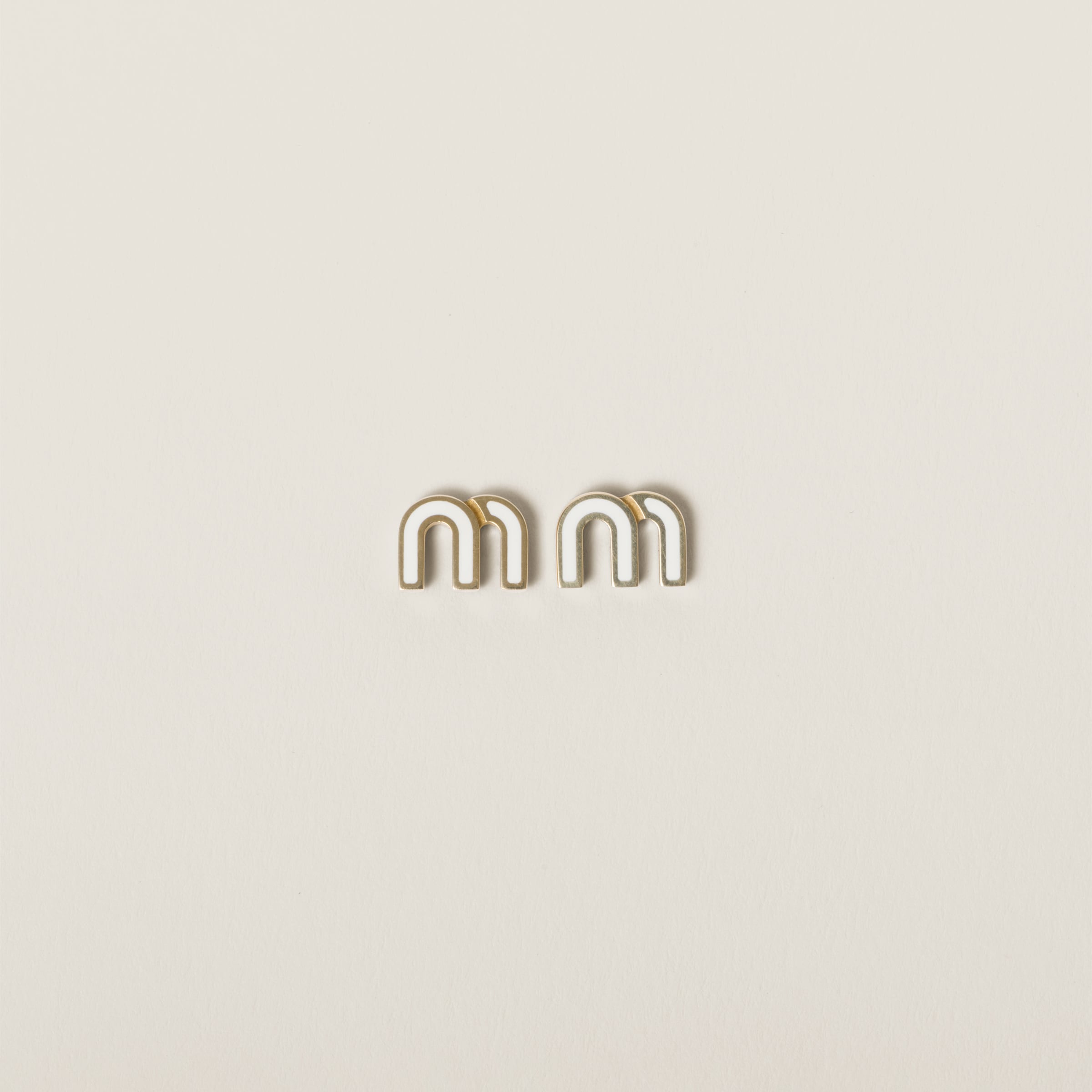 

Серьги из металла с эмалью MIU MIU, белый