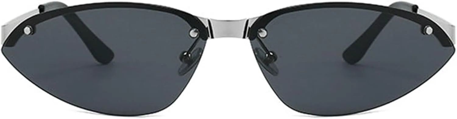 

Солнцезащитные очки «Кошачий глаз» для женщин, модные, маленькие, овальные, стильные, в металлической оправе, без оправы, с защитой от УФ-излучения UV400 helena, C3