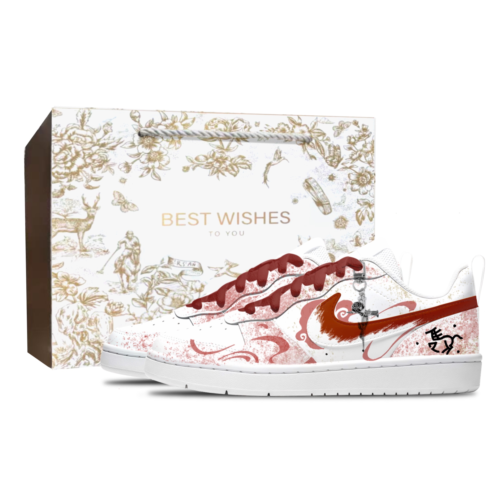 

Кроссовки для скейтбординга Court Borough Leather Slip Resistant Abrasion Resistant Breathable Cushioning Low top для детей Nike, red