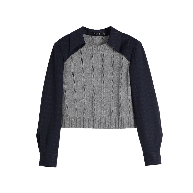 

ELLE Свитер женский Navy Blue с лацканом утолщенный Others