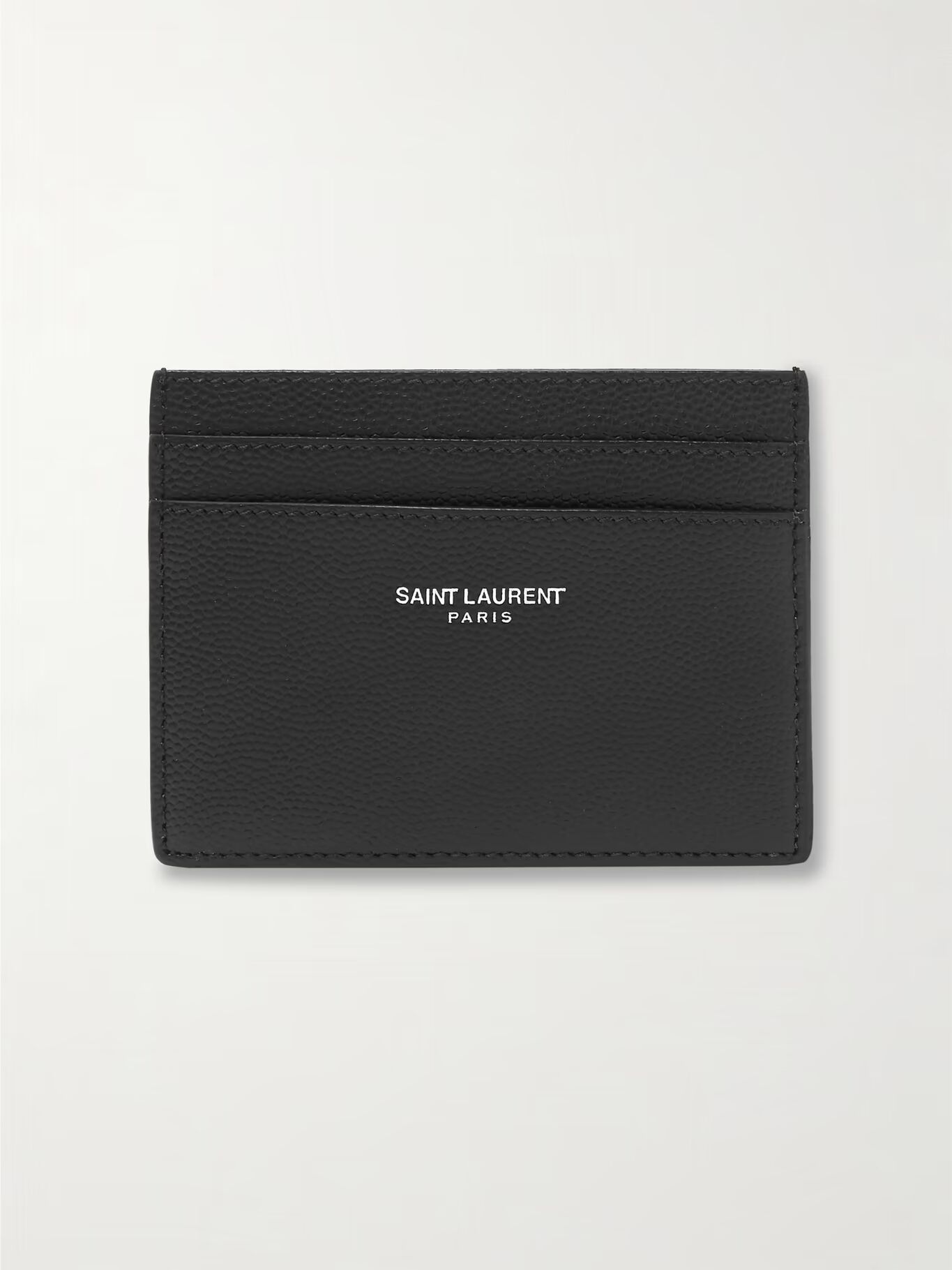 Визитница из кожи с зернистой текстурой и логотипом SAINT LAURENT, черный — фото 3