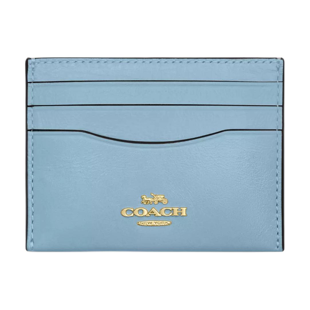 

COACH Slim Wallet Bright Pleated Leather Card Holder Regular Women's Light Blue