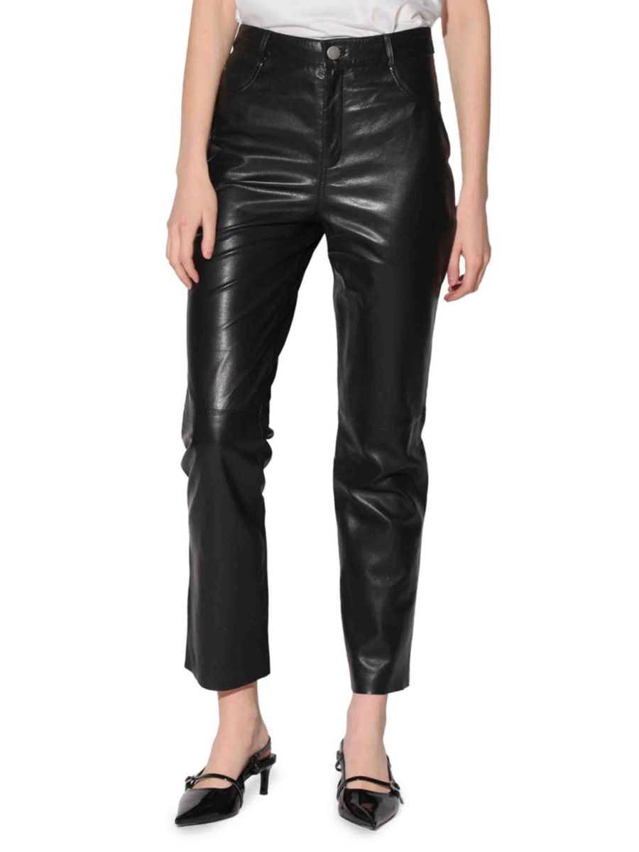 

Кожаные брюки Yvette с высокой талией Walter Baker, черный