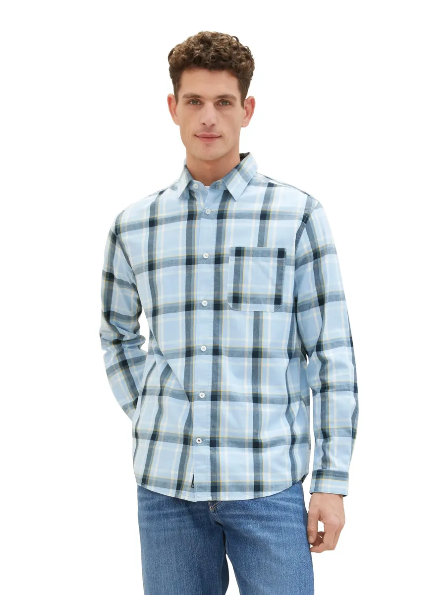 

Фланелевая рубашка TOM TAILOR в клетку, цвет Middle Blue Colorful Check