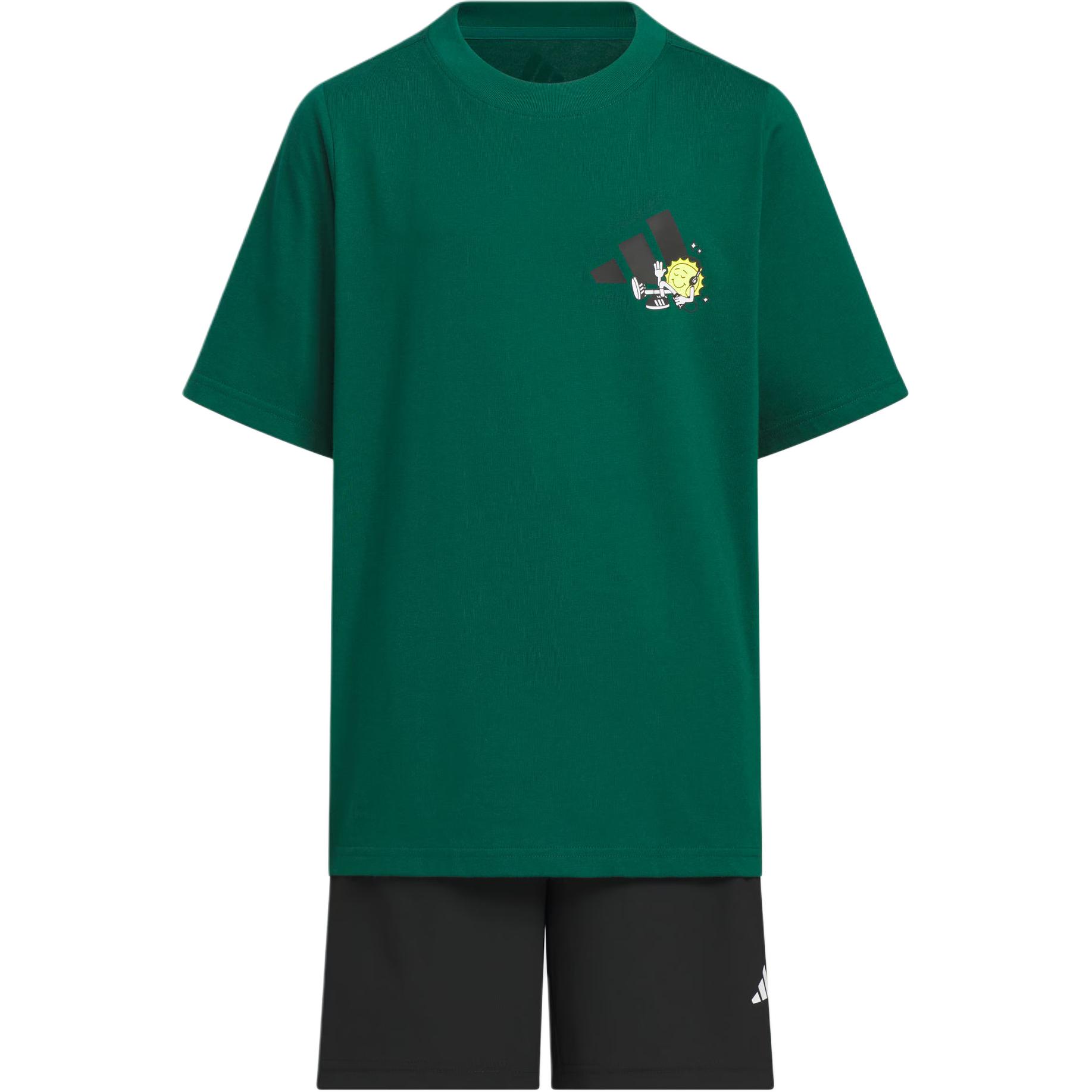 

Adidas Повседневный спортивный комплект GRAPHIC TEE Black/Forest Green для детей 3-7 лет