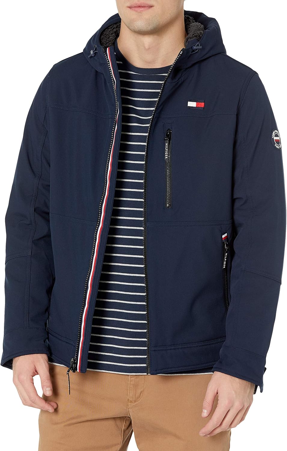 

Мужская спортивная куртка Tommy Hilfiger Soft Shell с подкладкой из шерпы, Midnight Tech