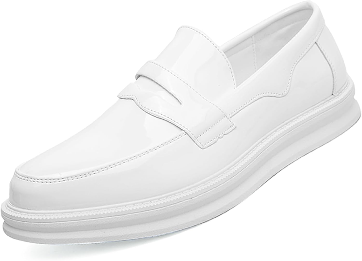 

Мужские кожаные мокасины для вождения слипоны повседневные легкие противоскользящие плоские туфли для прогулок пенни туфли для работы и бизнеса Oigunle, белый