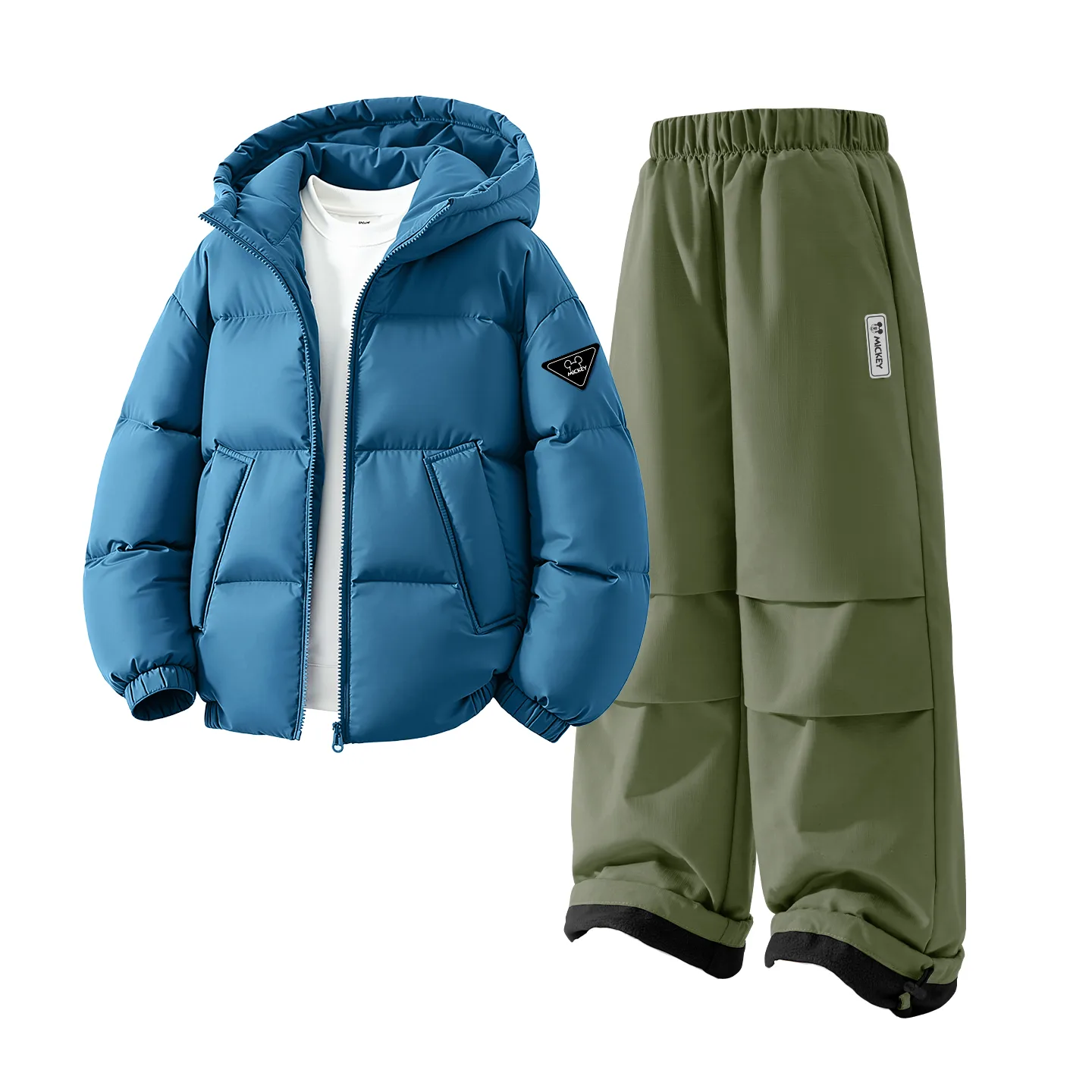 Детская повседневная худи с капюшоном Disney, [Thickened and Fleece-Lined]DiH Triangle Hook-and-Loop K Cerulean+DiH Square Hook-and-Loop K Army Green