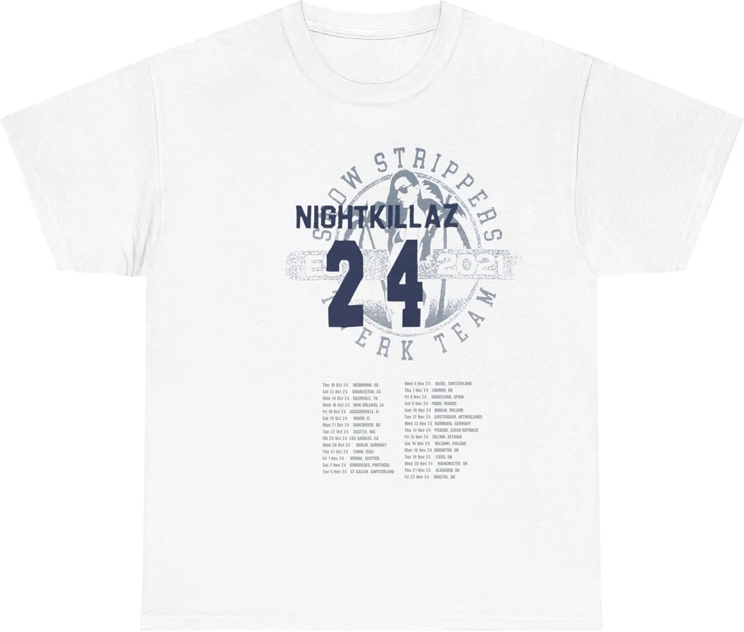 Футболки Snow Strippers Night Killaz, мерч Nice Bass Bro Album Tour Merch