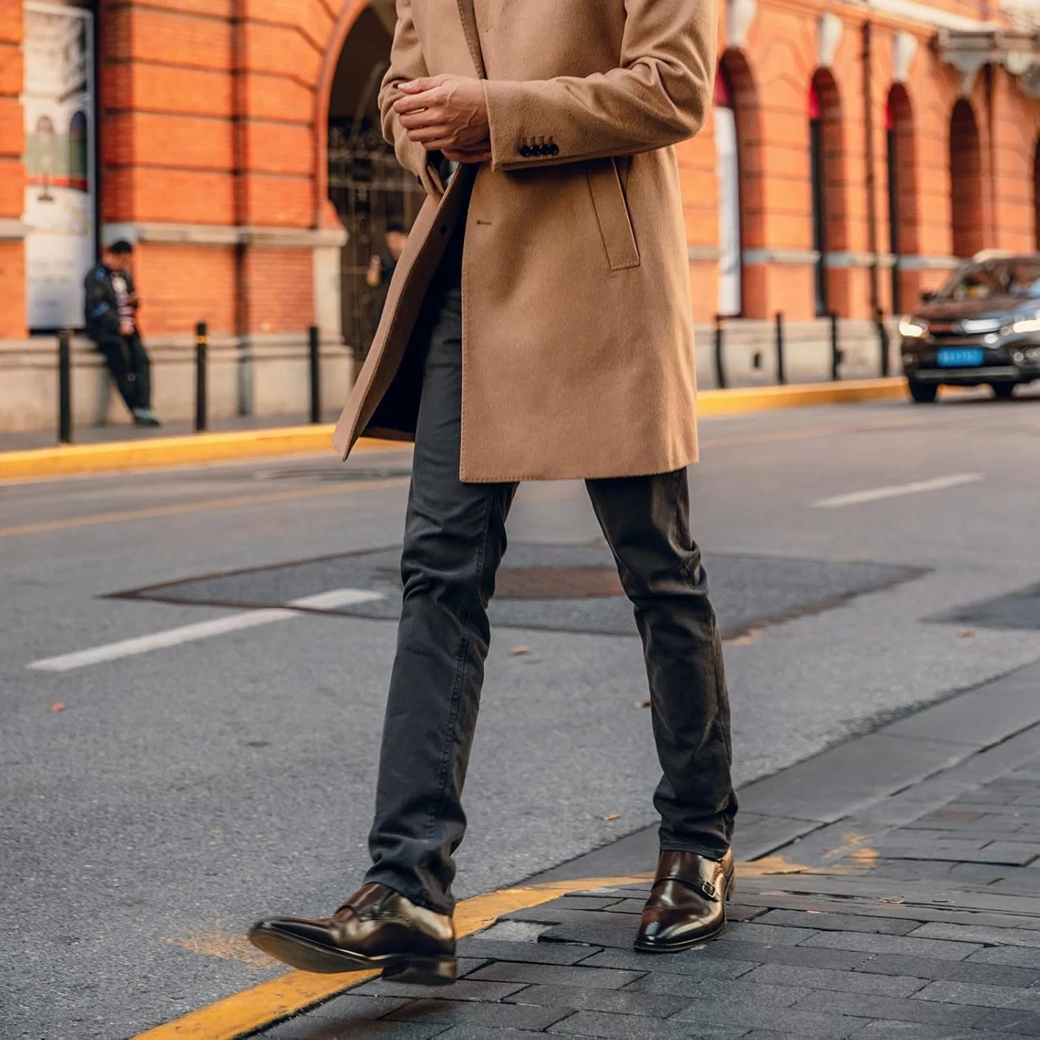 Лоферы мужские кожаные BEAU TODAY, модель Double Monk Strap, цвет Coffee — фото 3