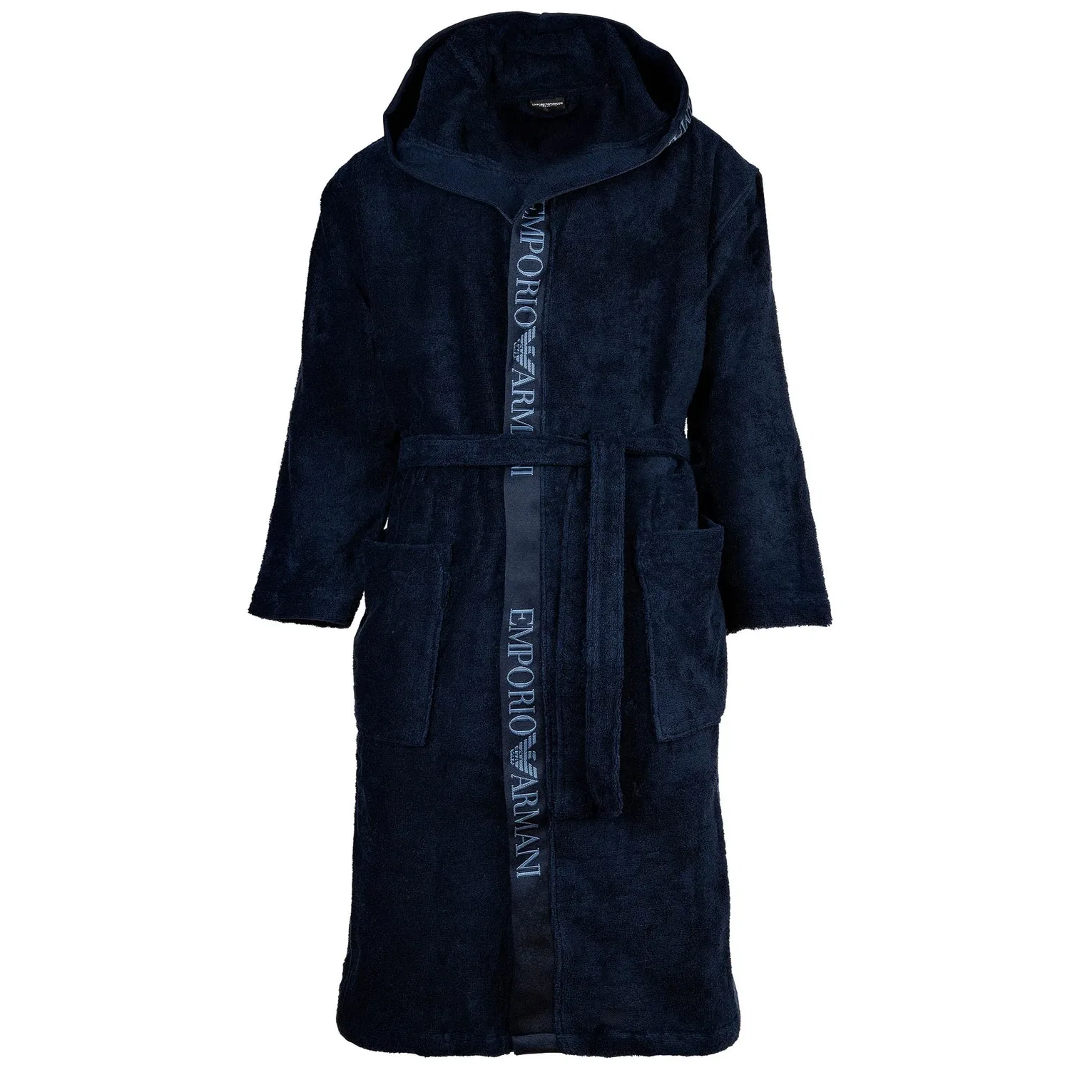 Халат махровый с капюшоном Emporio Armani, синий