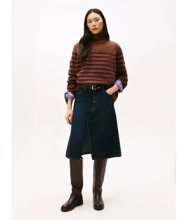 Шерстяная водолазка loose fit Tommy Hilfiger, коричневый — фото 2