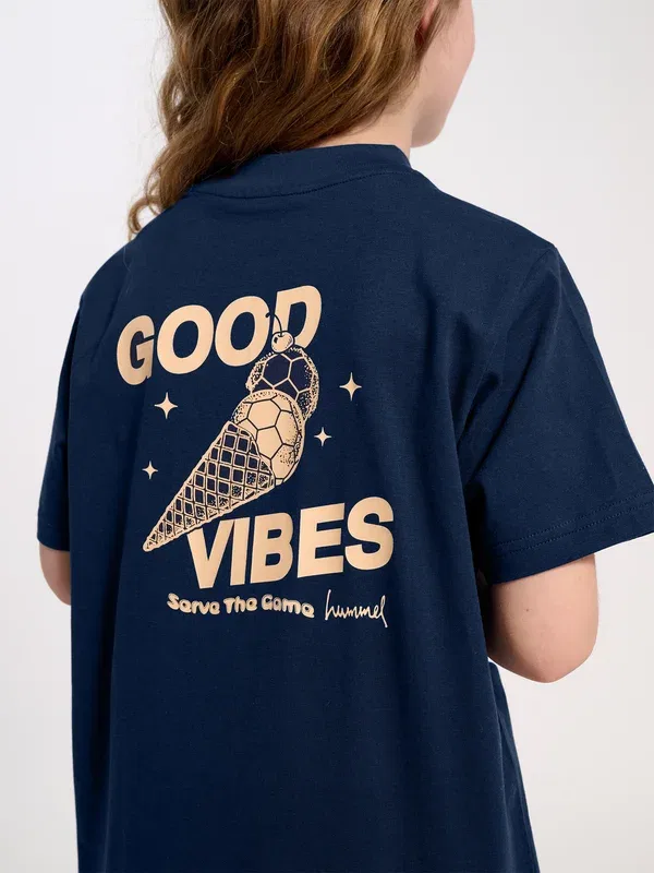 Футболка Hummel Hmljr reg graphic t-shirt s/s print t-shirt, темно-синий — фото 4