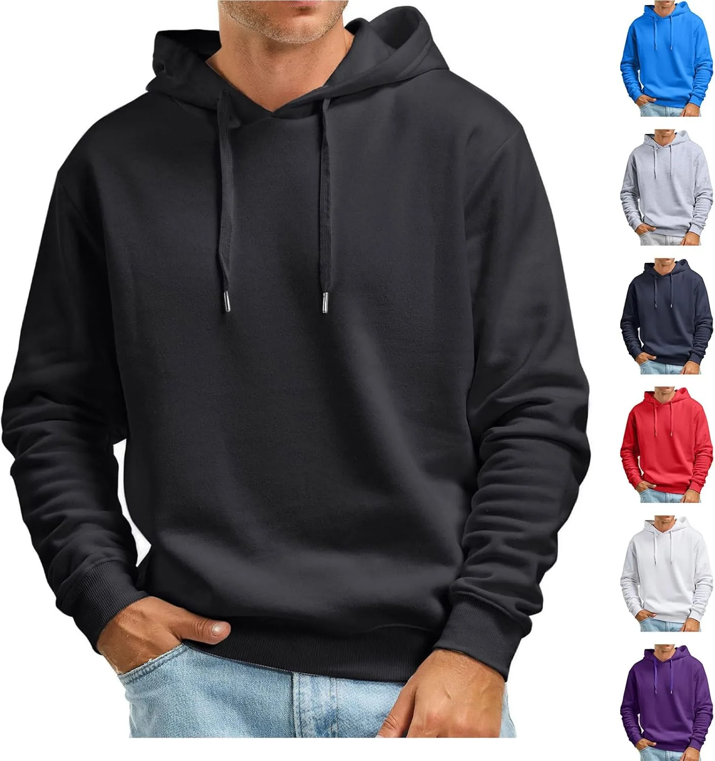 

Мужской худи с длинным рукавом и капюшоном на шнурке