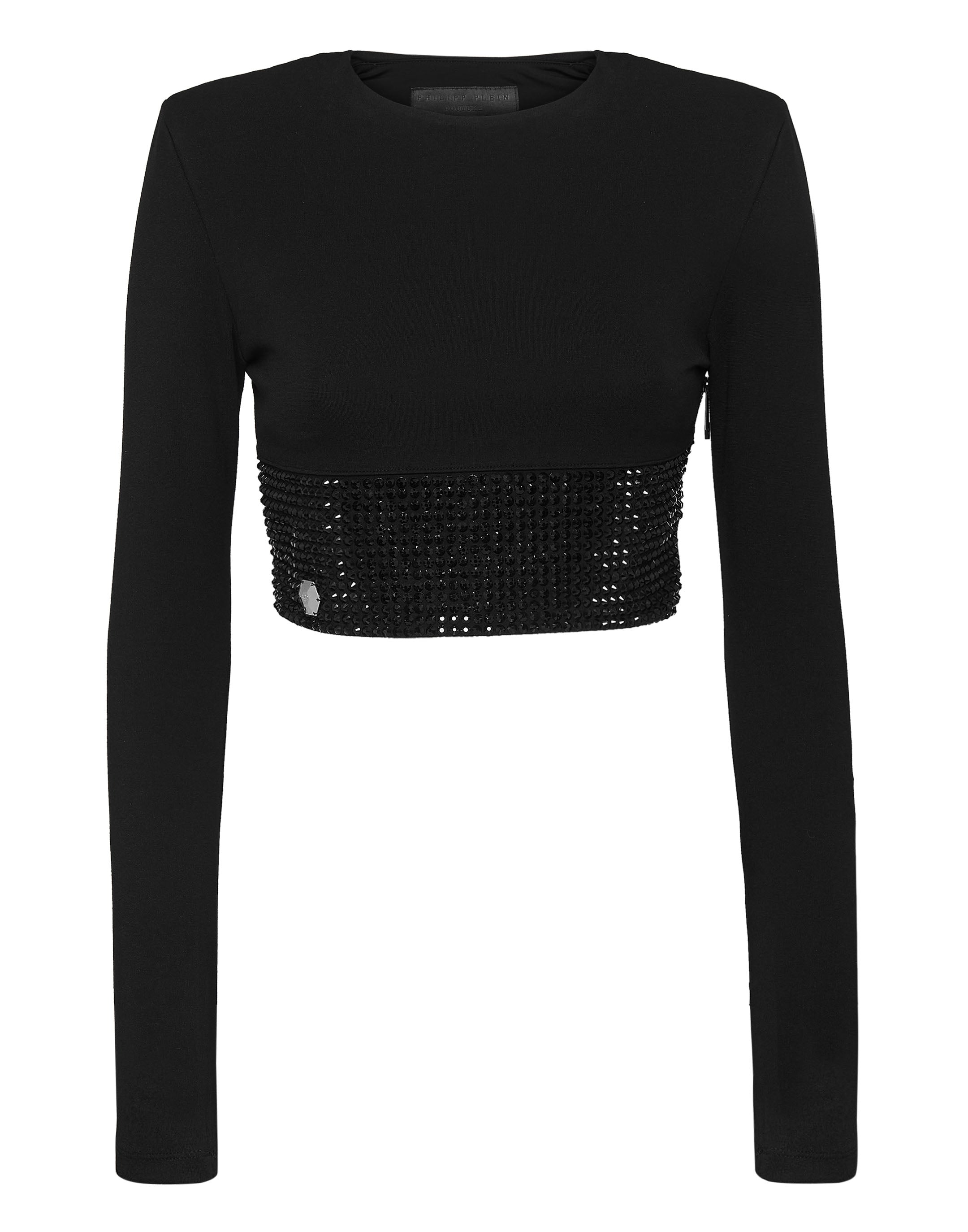 

Топ с длинными рукавами и кристаллами PHILIPP PLEIN, черный