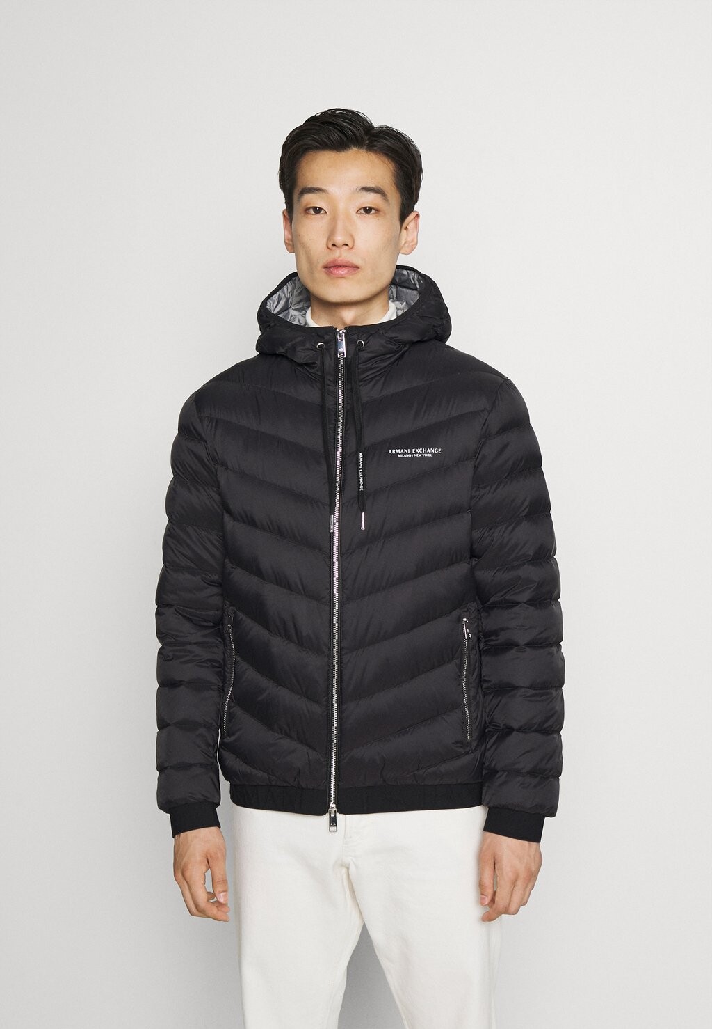 

Пуховик Armani Exchange JACKET, цвет Black/Melange Grey, Серый, Пуховик Armani Exchange JACKET, цвет Black/Melange Grey