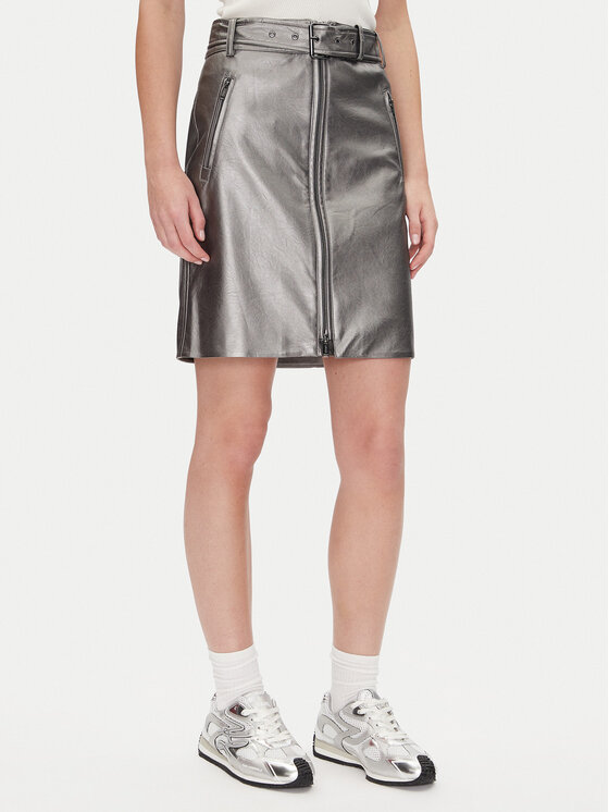 

Юбка из искусственной кожи классического кроя P4JN6XIM Dkny, серебряный