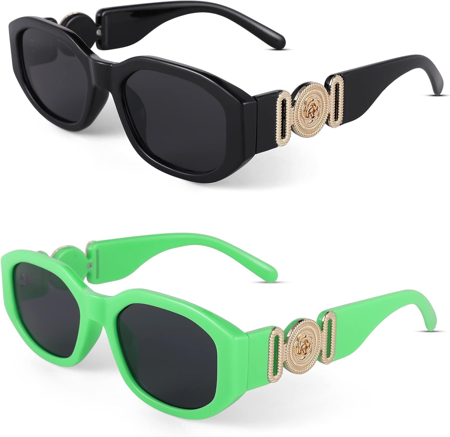 

Солнцезащитные очки Hycredi прямоугольной формы для женщин и мужчин, ретро-очки для вождения, винтажный стиль 90-х, нестандартная оправа, защита UV400, A5- Green/Grey +Black/Grey