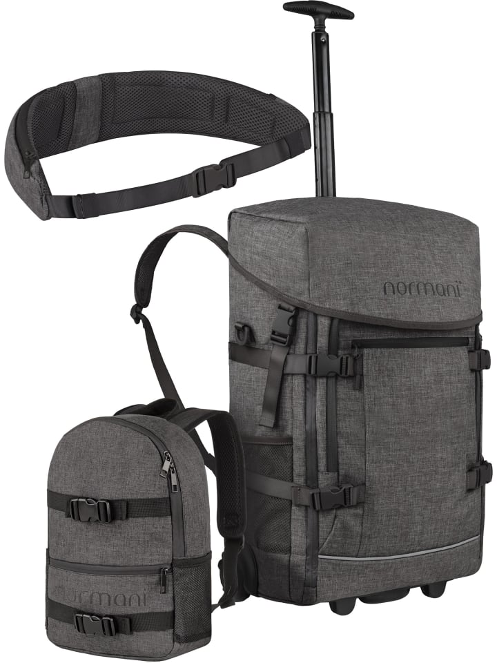 

Рюкзак с функцией тележки, небольшой 5-литровый рюкзак и поясной ремень в антрацитовом цвете normani