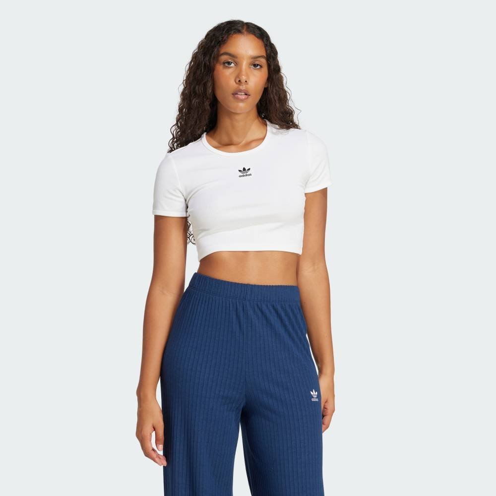 Ребристая футболка Essentials Adidas, white