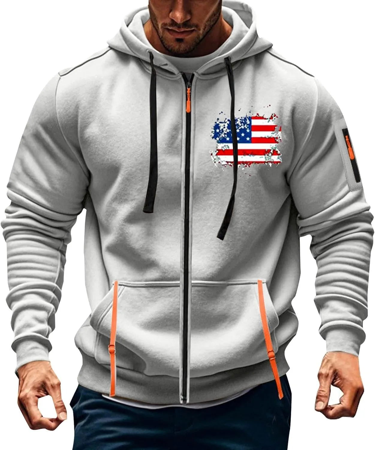 

Толстовка Full Zip для мужчин Casual Tactical с длинным рукавом и карманами HUEAHDOU