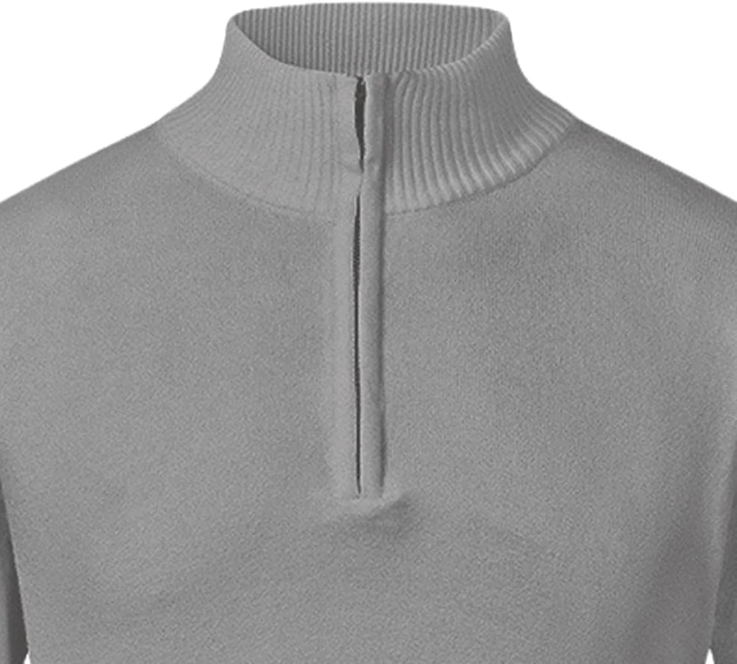 Мужской пуловер с воротником стойкой и молнией на 3/4, Slim Fit, серый — фото 3