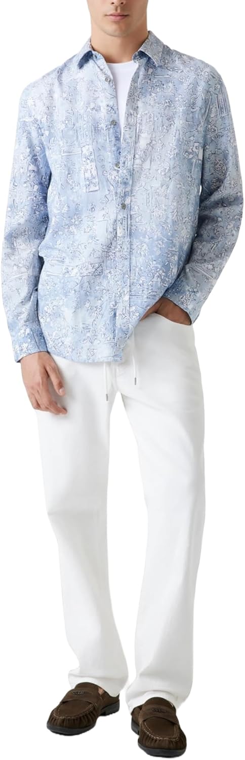 

Мужская рубашка GUESS с принтом Eco Allover, Light Blue Tiles Flower Aop