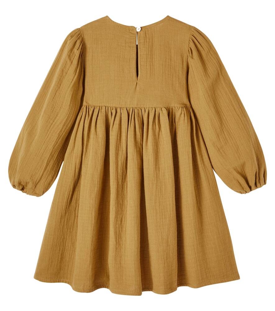 Платье Myla из хлопка с отделкой в технике вязания крючком Bebe Organic, Mustard Aw25 — фото 3