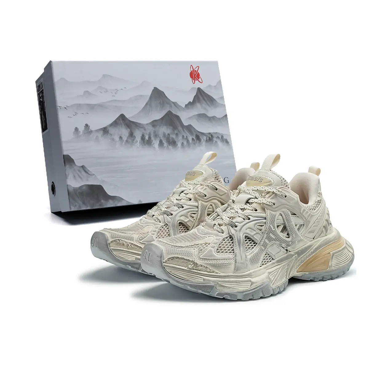 

K-WANG Кроссовки K WANG Snake Scales Collection устойчивые к истиранию дышащие нескользящие низкие утепленные унисекс белый полиамид потертый, цвет White Polyamide Distressed