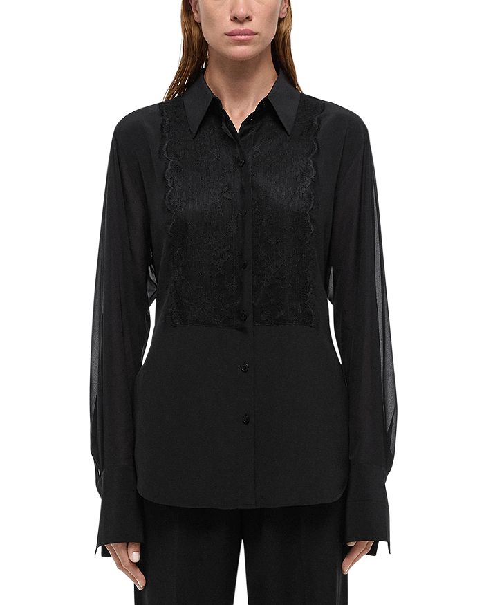 

Рубашка с кружевной отделкой Helmut Lang, черный