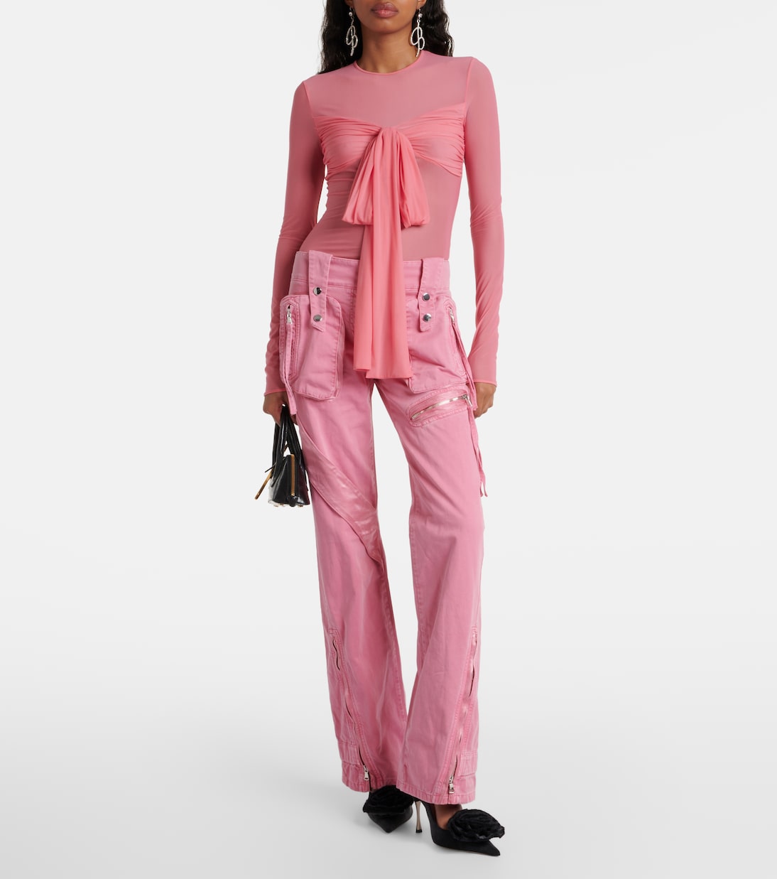 Джинсы карго прямого кроя с низкой посадкой Blumarine, Bubblegum — фото 2