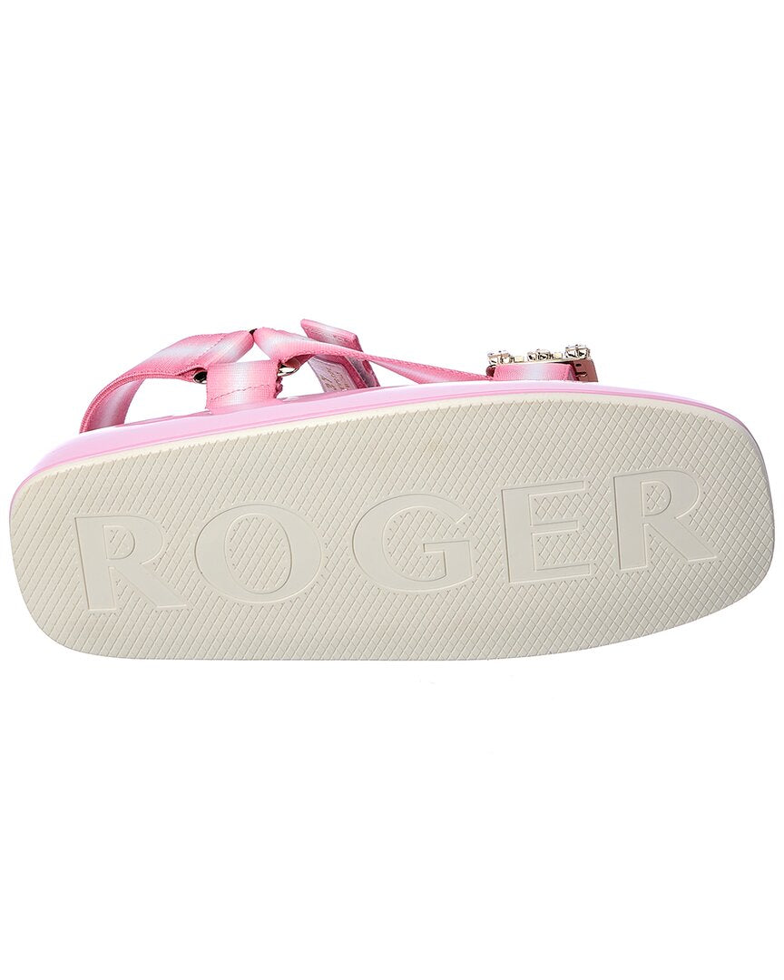 Roger Vivier Trekky Strass Buckle Sandal, мультиколор — фото 4