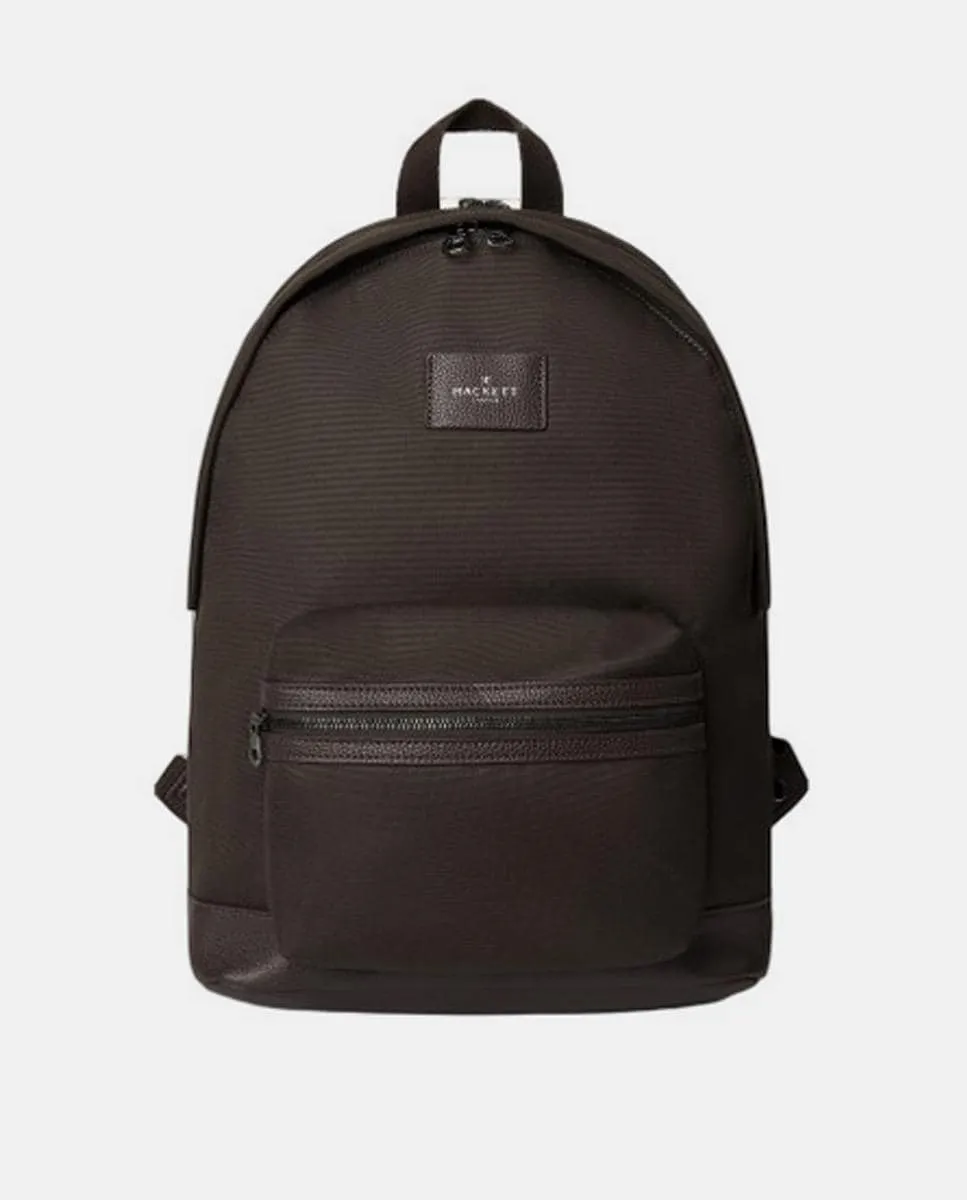 

Рюкзак с логотипом , кожаными деталями и передним карманом для мужчин Hackett, коричневый