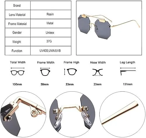 

Солнцезащитные очки большого размера 2027 года для женщин, без оправы, для мужчин, прозрачные, красные, синие, розовые, с защитой от УФ-излучения UV400 MTZJH, Red