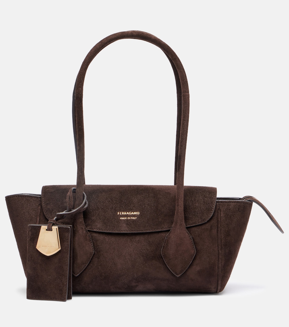 

Флорентийская маленькая сумка-тоут из замши Ferragamo, Testa Di Moro
