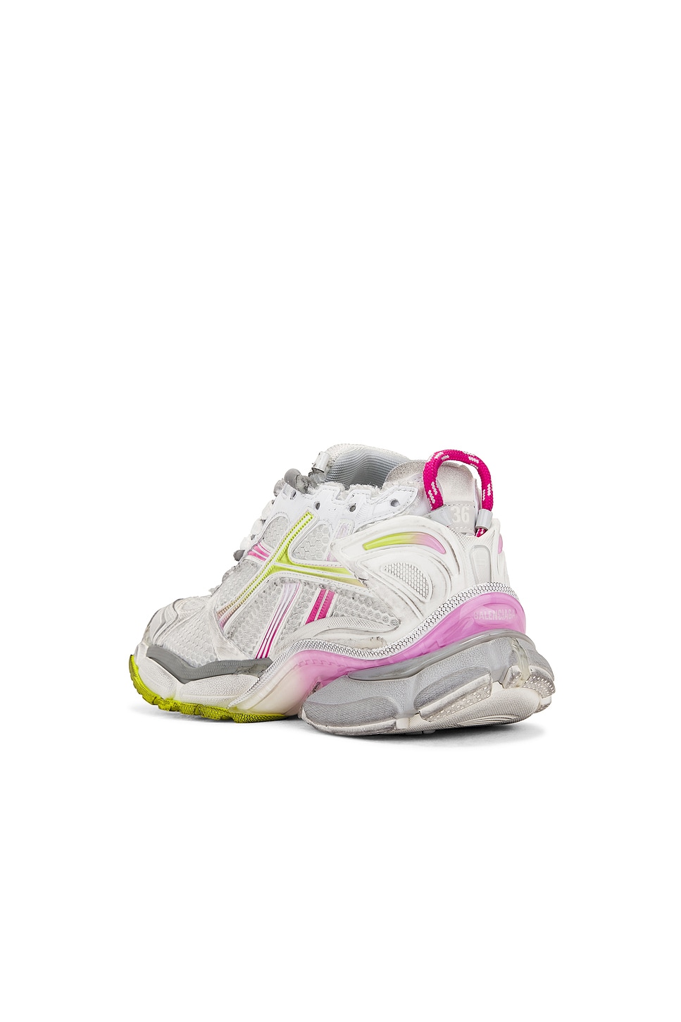 Беговые кроссовки Runner Gradient Balenciaga, White, Pink, Grey, & Fluo Yellow — фото 3