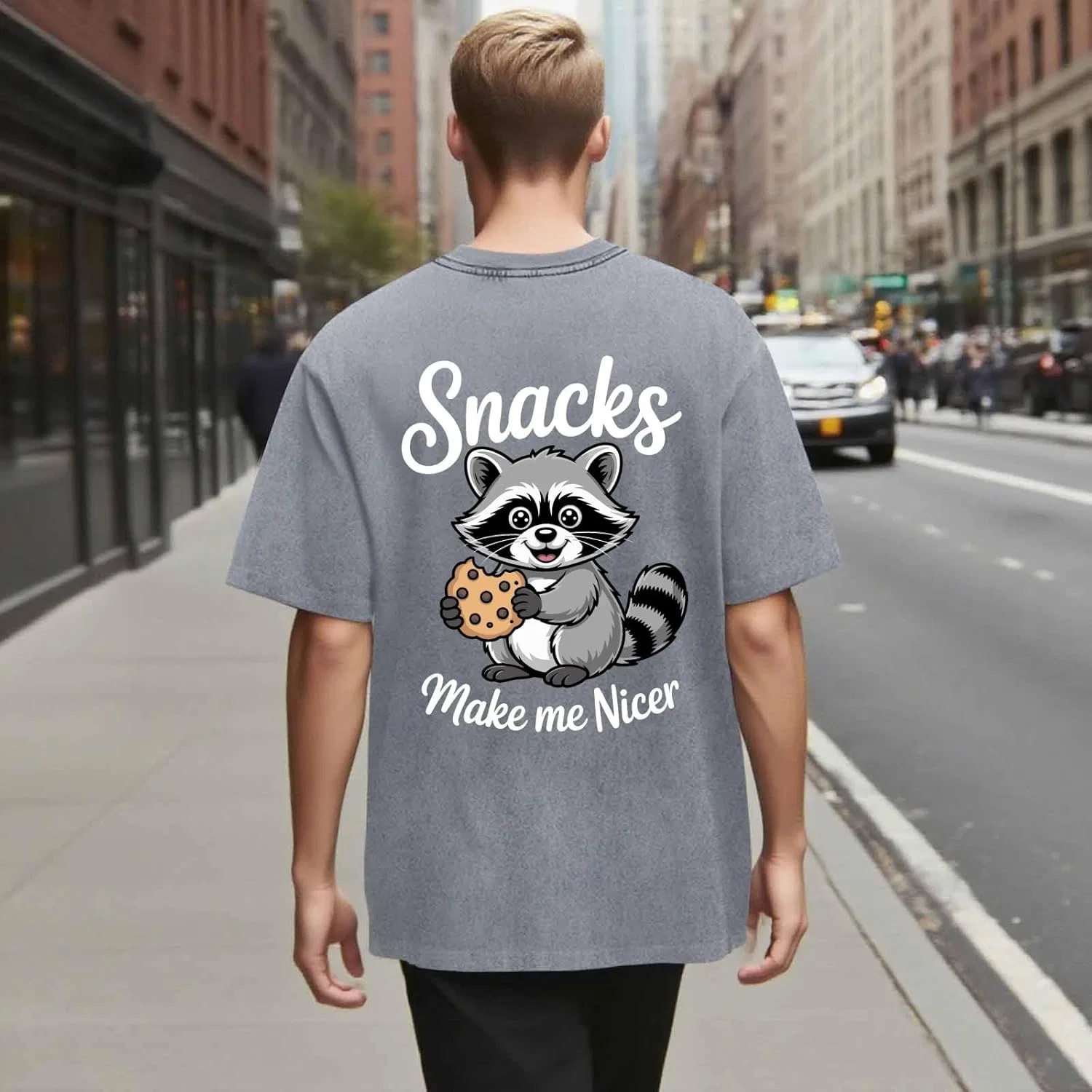 Футболка Snacks Make Me Nicer мужская повседневная Generic, светло-серый — фото 3