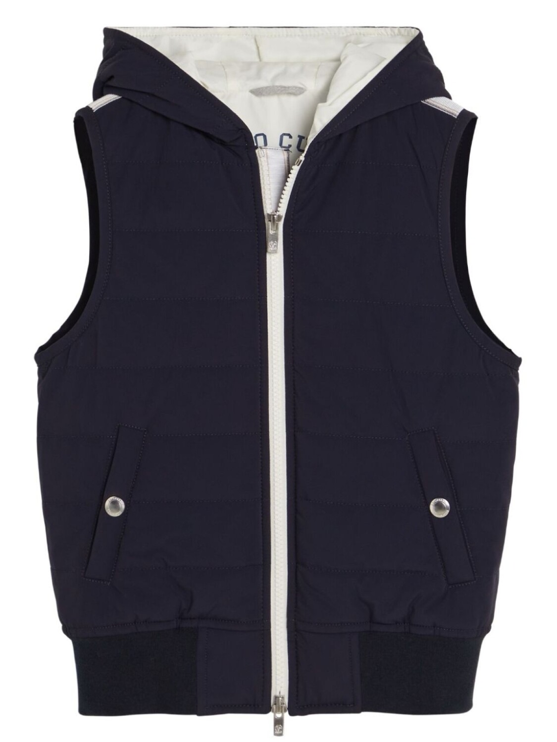 

Brunello Cucinelli Kids дутый жилет с капюшоном, синий
