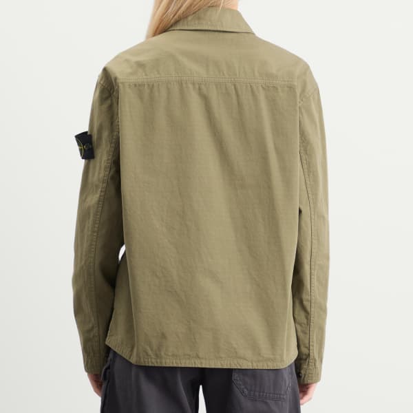 Рубашка-Куртка из рипстопа на молнии Stone Island, military зеленый — фото 3