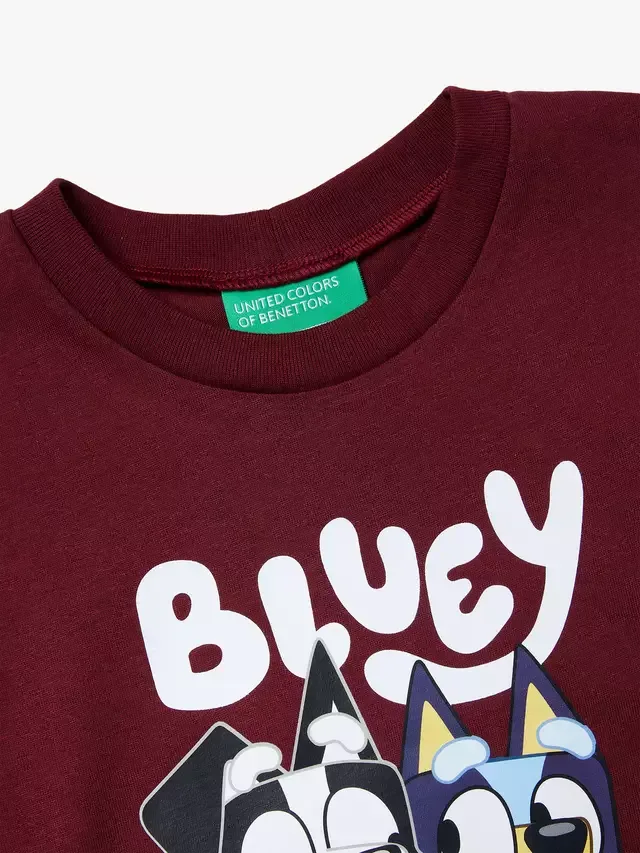 Детская футболка с длинными рукавами и принтом Bluey, красная/разноцветная Benetton — фото 3