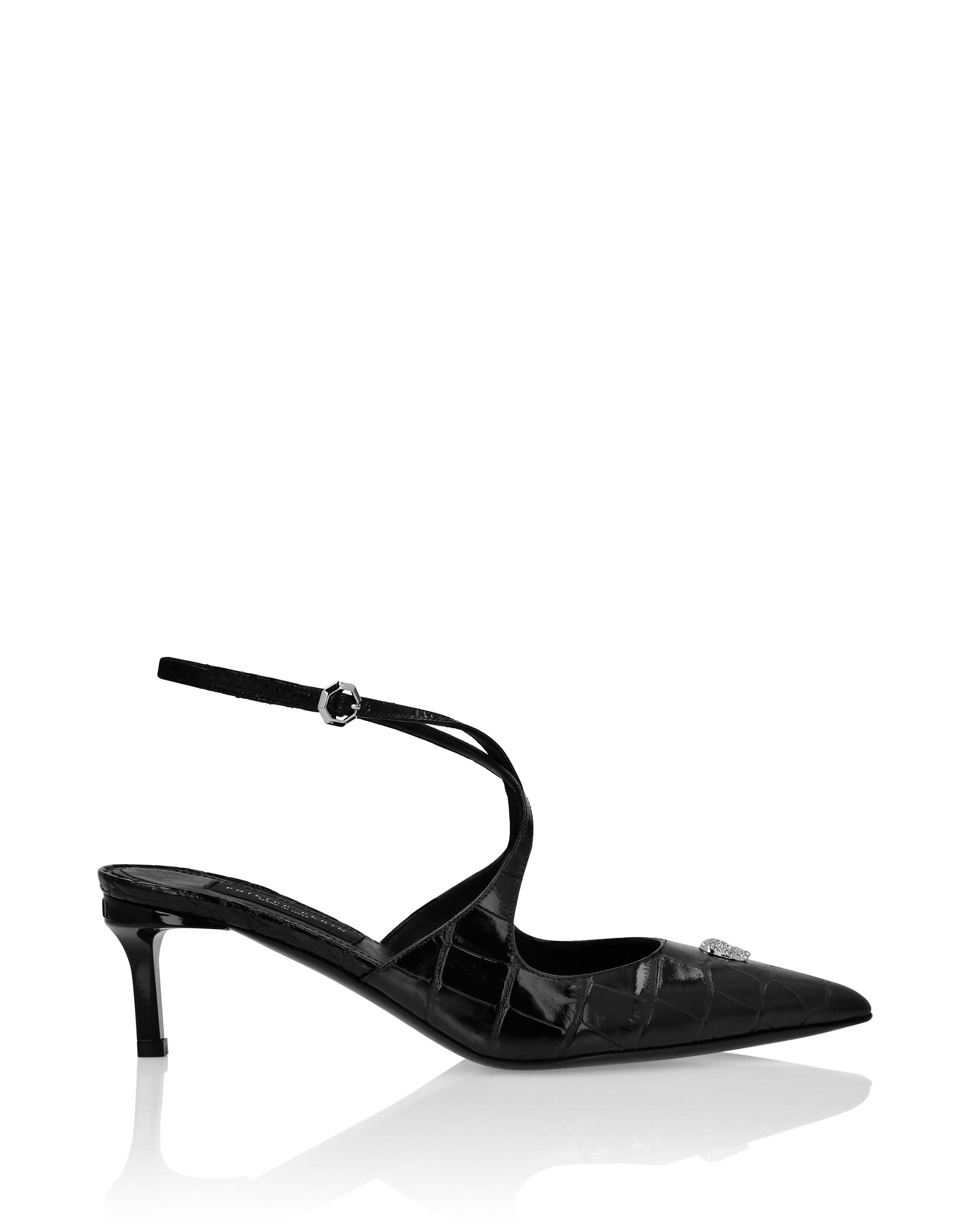 Сланцы с перекрещивающимися ремешками Crocco Print PHILIPP PLEIN, черный — фото 2