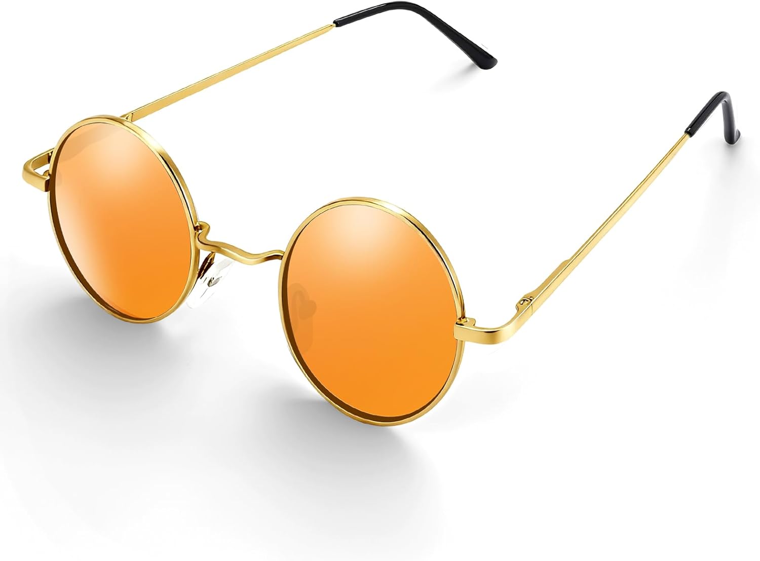 

Поляризованные солнцезащитные очки Morcheiong в стиле хиппи, ретро-круглые очки для женщин и мужчин, винтажные круглые солнцезащитные очки UV400, Gold Frame Orange Film
