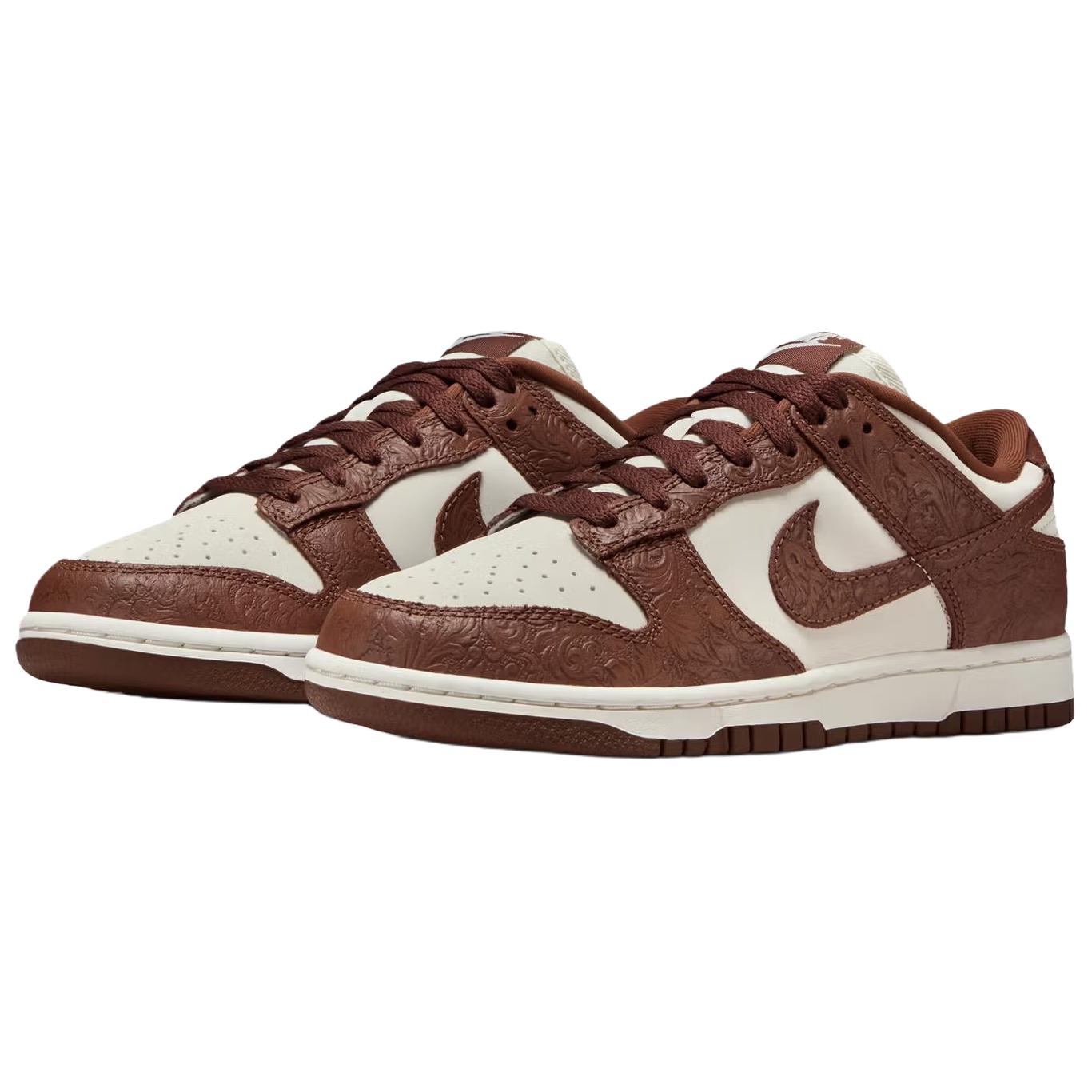 Nike Dunk Low унисекс — скейтбордистские кроссовки бело-коричневые — фото 4