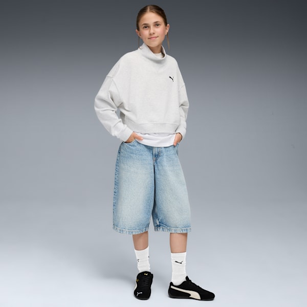 Толстовка с круглым вырезом для больших детей Puma Wardrobe Essentials, белый — фото 3