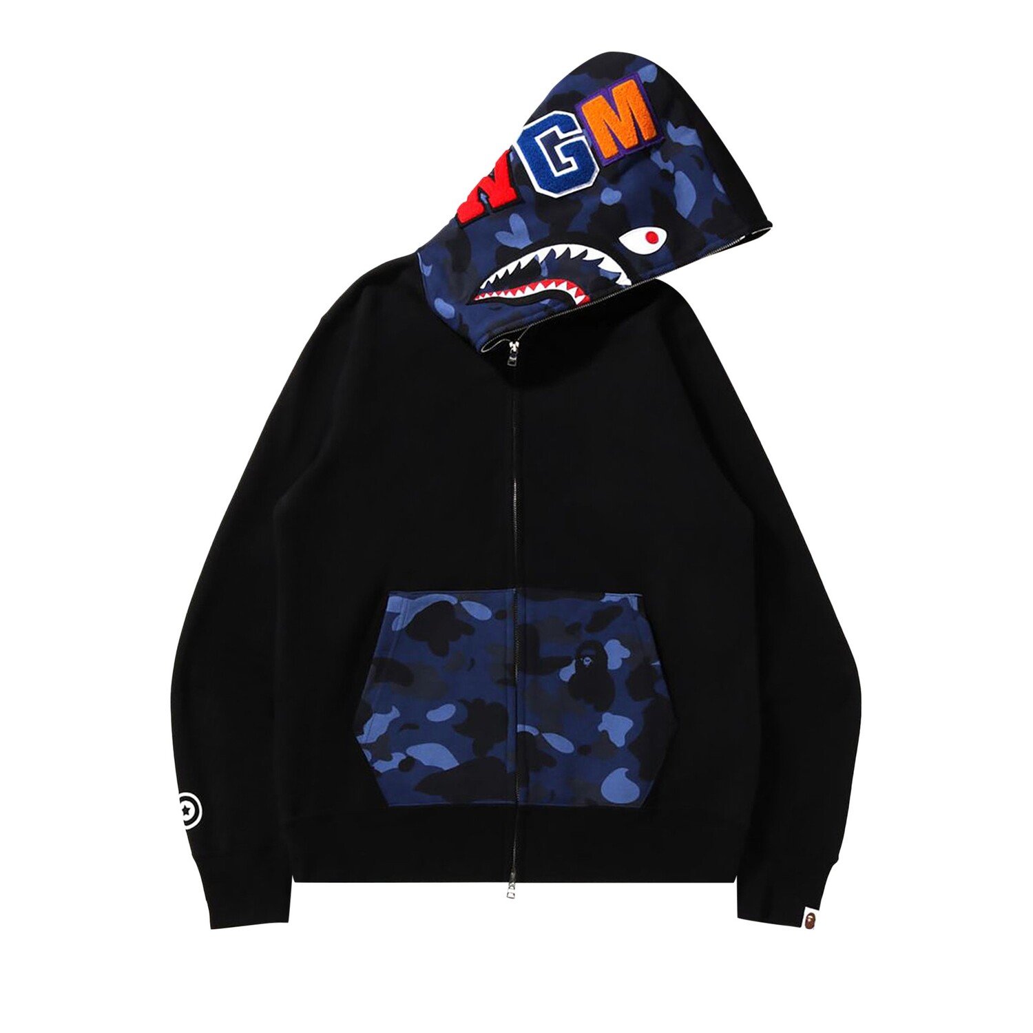 

Толстовка на молнии с камуфляжным принтом BAPE Color Camo Shark, цвет Черный/Синий