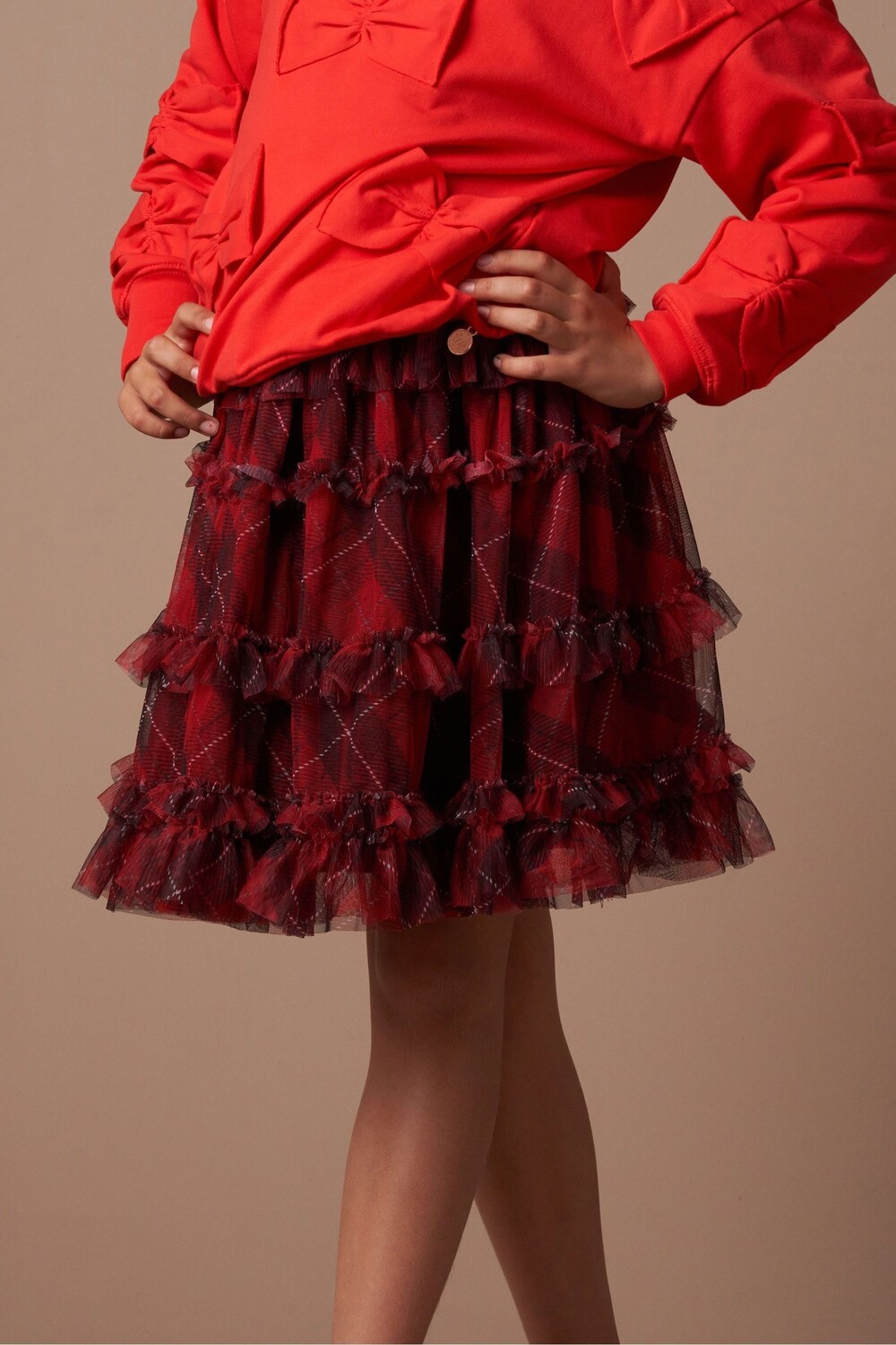 

Юбка из сетчатой ткани Darby tartan Angel & Rocket, красный