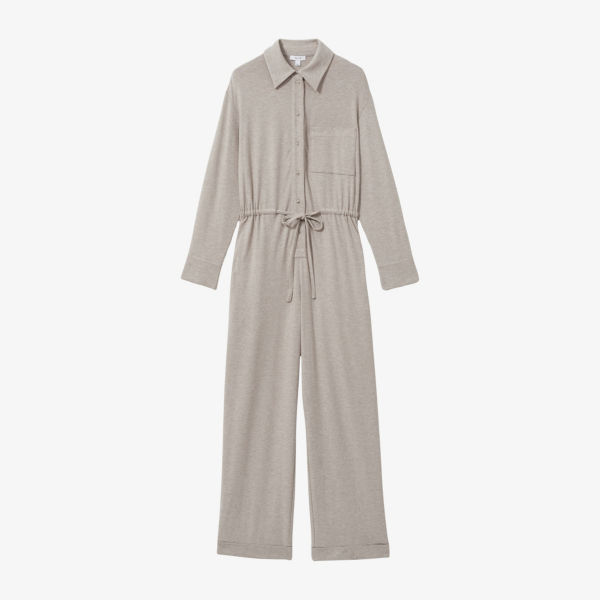 

Длинный термокомбинезон из стрейч-джерси Reiss, цвет fawn