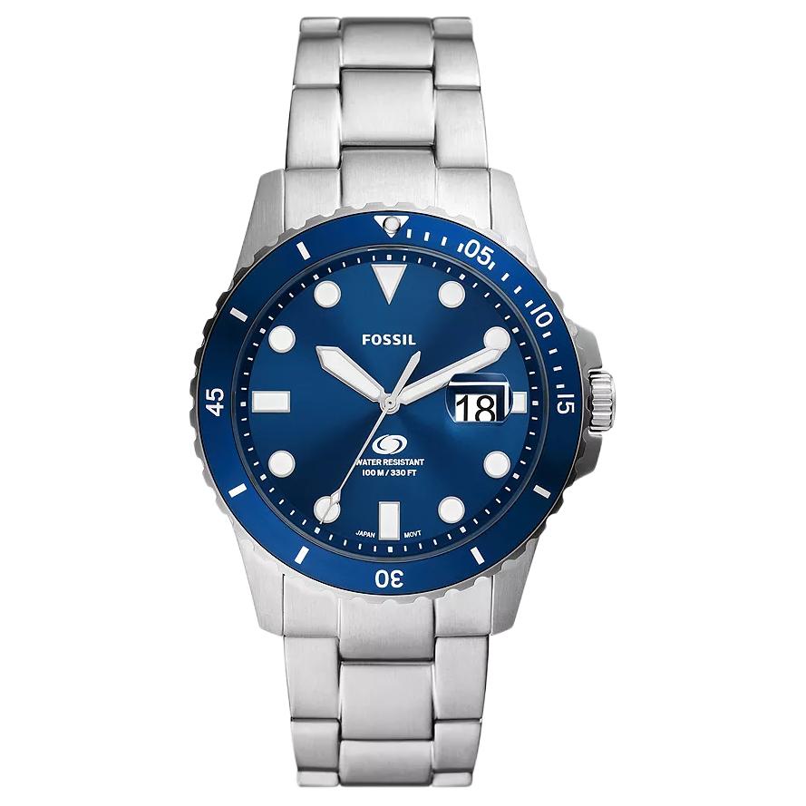 

FOSSIL Часы Blue Dive Collection Wrist Watch Quartz Movement Stainless Steel Strap 42mm Blue Dial Men's Watch, Blue Dial