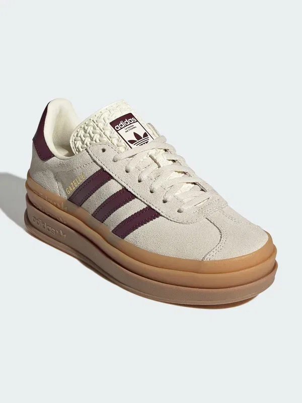 Кроссовки Gazelle Bold J Adidas Originals, кремово-белый, бордовый, золотистый металлик
